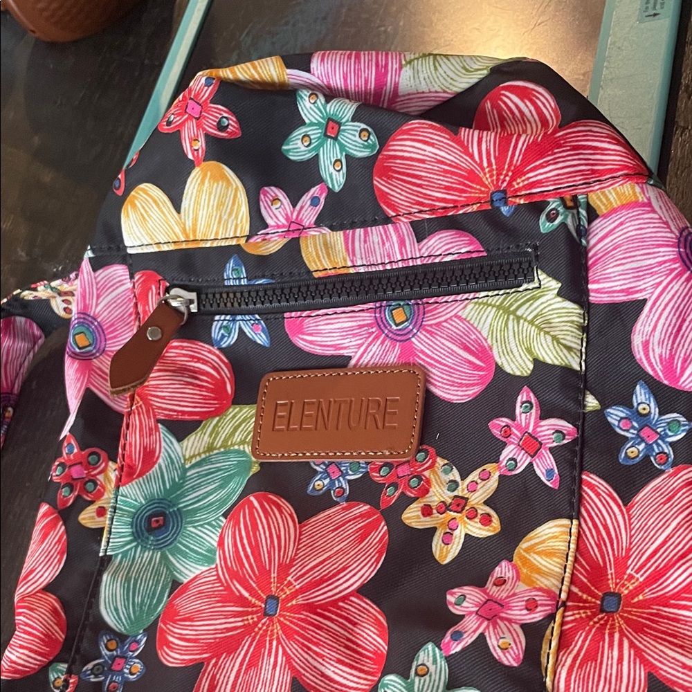 Floral Women's Backpack - Black and Multicolor